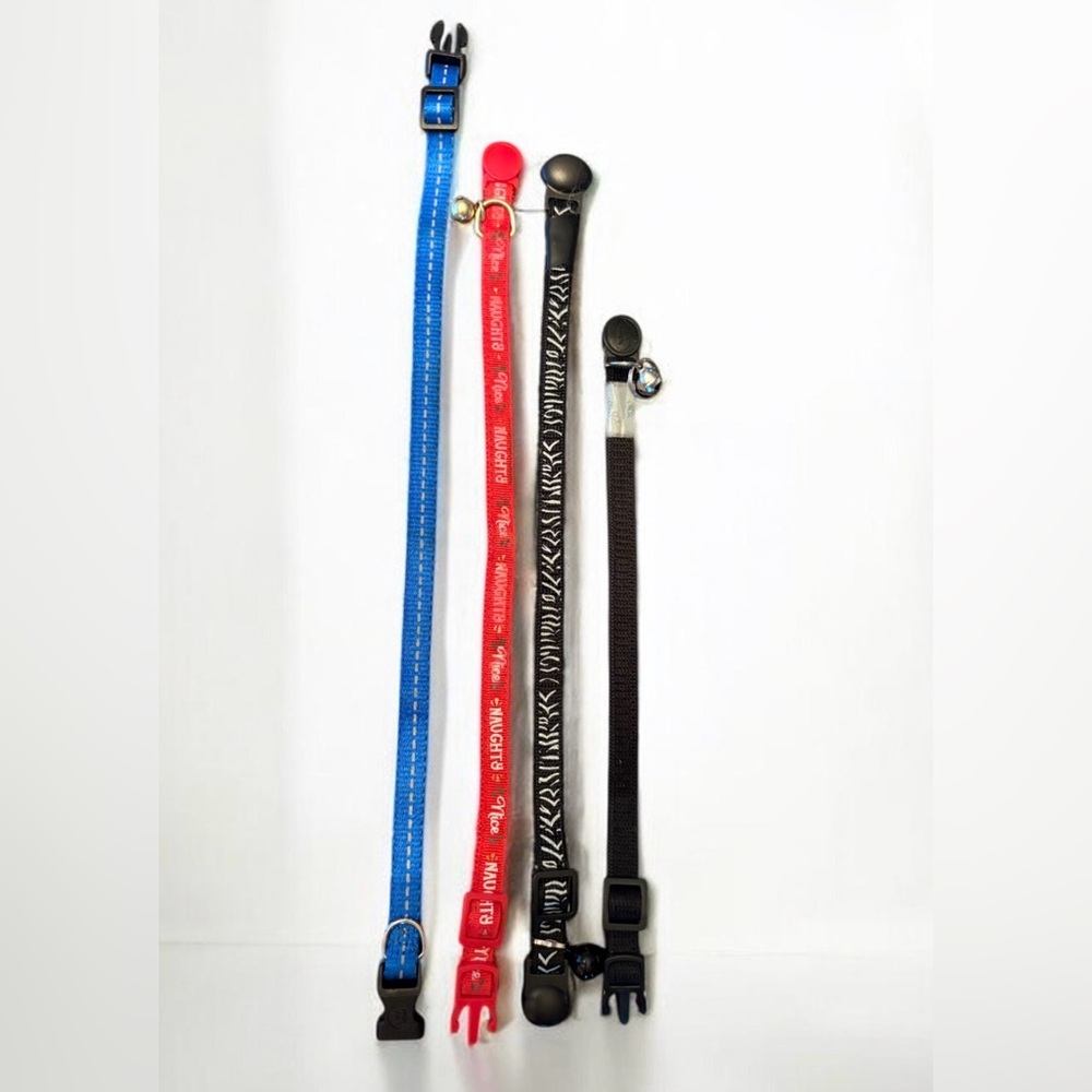 Four Cat Collars - Blue, Red, Black, & Black Reflective each sold separately